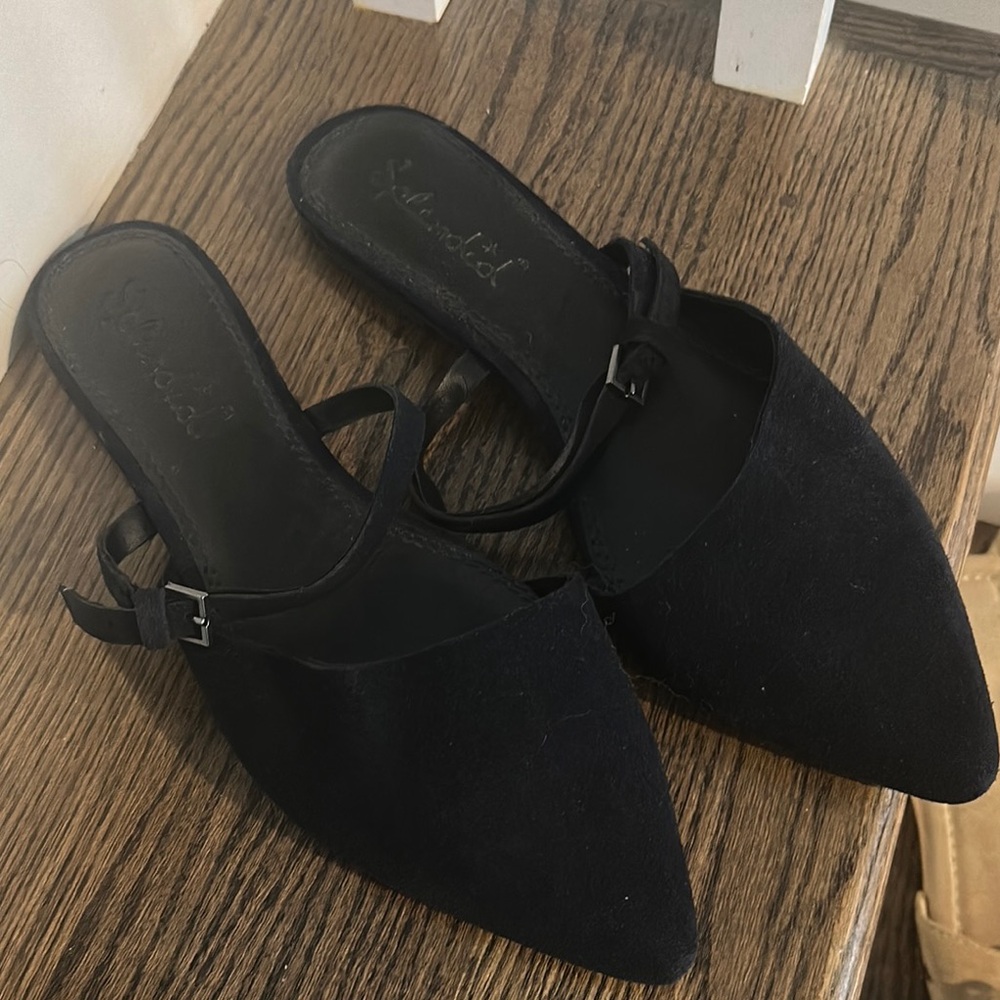 Dark Navy Splendid Mules with Pointed Toe and Minimalist Design